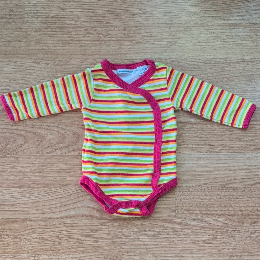 Marimekko Red and Yellow Striped Baby Bodysuit